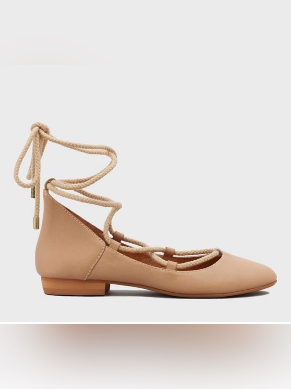 Kelsi Dagger Brooklyn Deandra Lace-Up Ballet Flats - Camel Nude